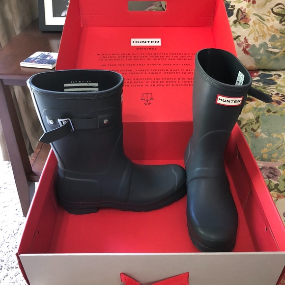 hunter boots short dark slate